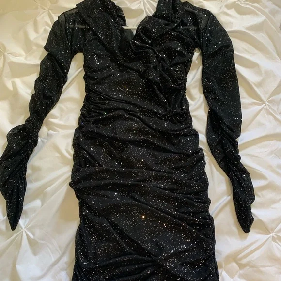 SHEIN SPARKLY RUCHED DRESS - Picture 2 of 4